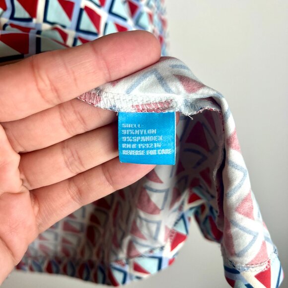 J.McLaughlin Durham Ruffle Top Geometric Print Catalina Cloth Ruffle Neck Sz XL - Picture 3 of 4